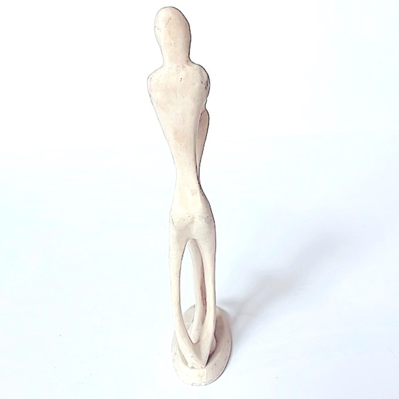 Abstract Sculpture Family Father Mother Child White Soapstone Resin Art Decor - Picture 3 of 9
